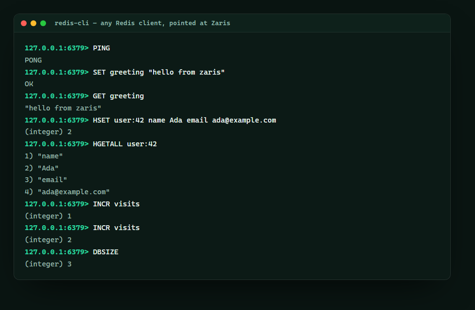 Any Language, One Store — Zaris Speaks Redis — screen 3