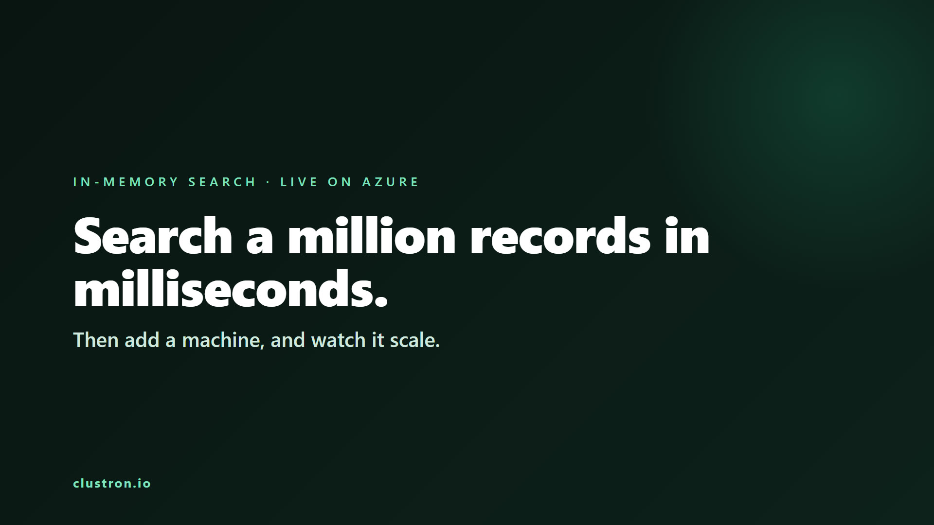 In-Memory Search at Scale — a Million Records in Milliseconds — screen 1
