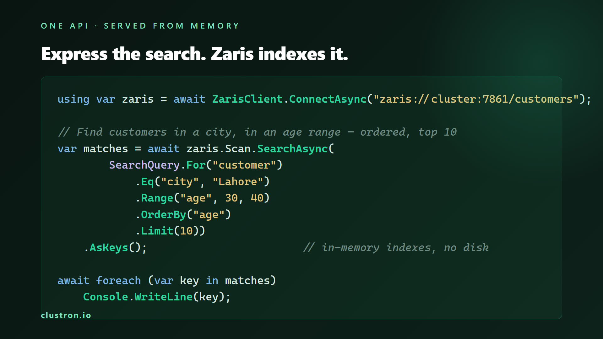 In-Memory Search at Scale — a Million Records in Milliseconds — screen 4